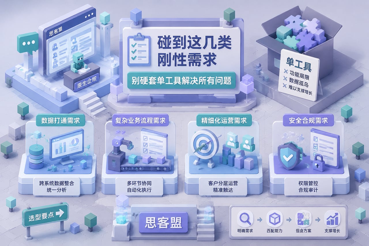 碰到这几类刚性需求，别硬套单工具解决示意