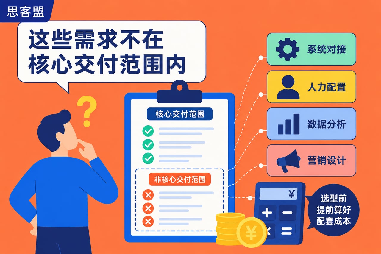 这些需求不在核心交付范围内，选型前提示意