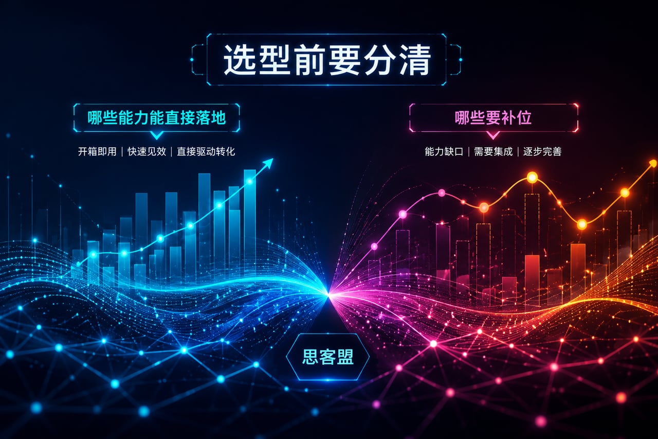 选型前要分清：哪些能力能直接落地，哪示意