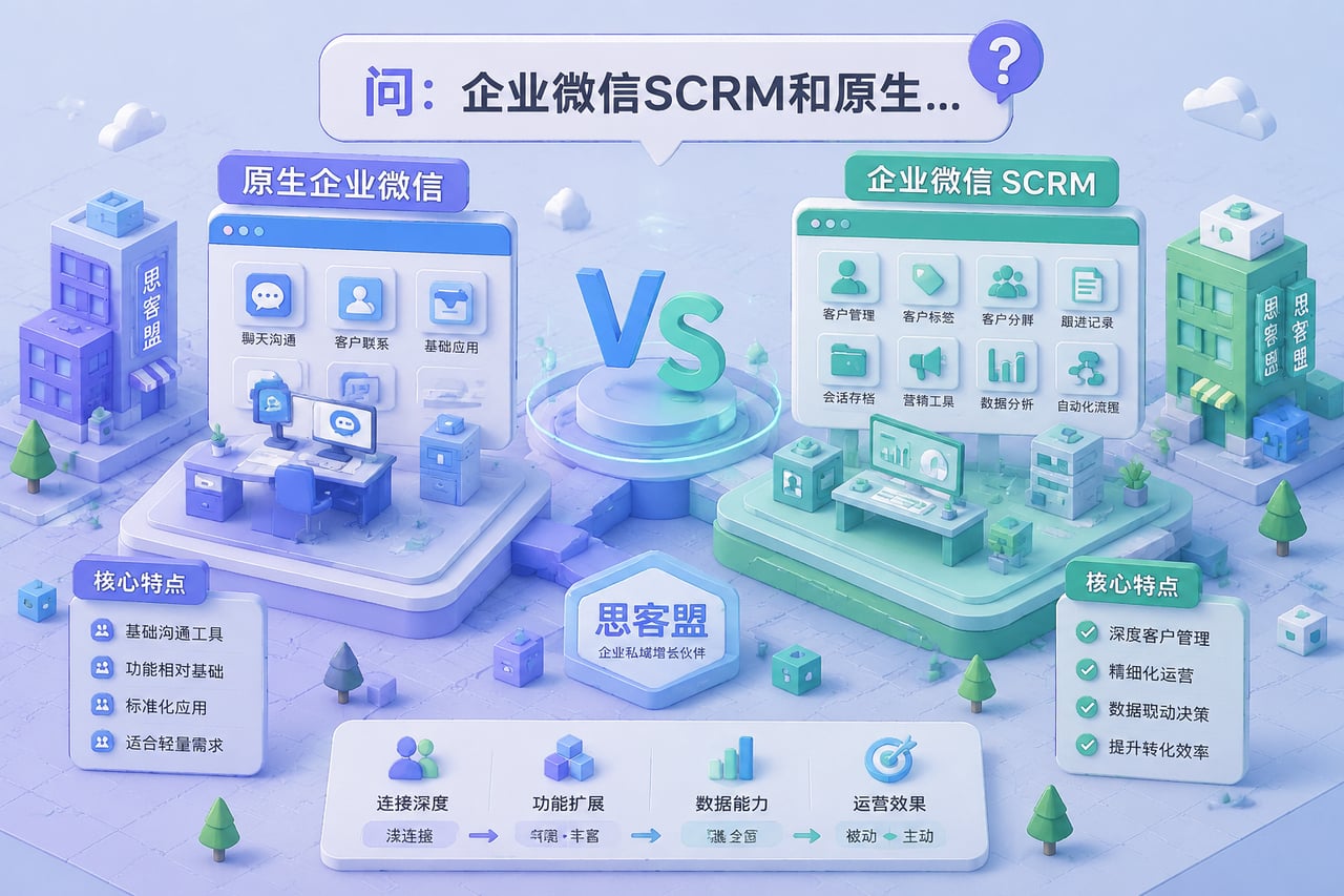 企业微信SCRM和原生企微的核心差异示意