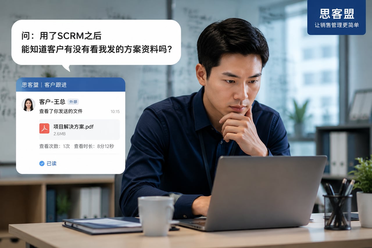 用了SCRM之后，能知道客户有没有看示意
