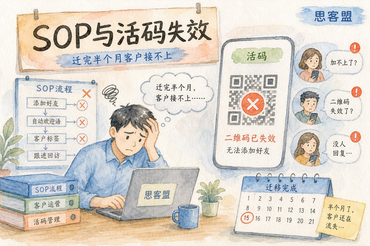 SOP与活码失效:迁完半个月客户接不示意