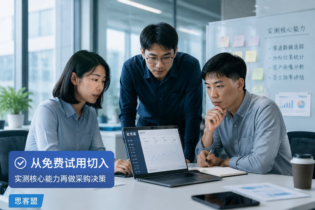 从免费试用切入,实测核心能力再做采购示意