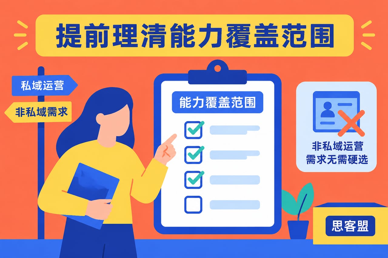 提前理清能力覆盖范围，非私域运营需求示意