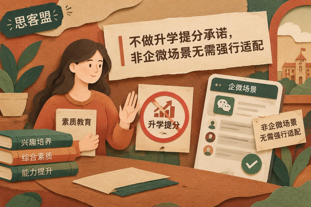 不做升学提分承诺,非企微场景无需强行示意