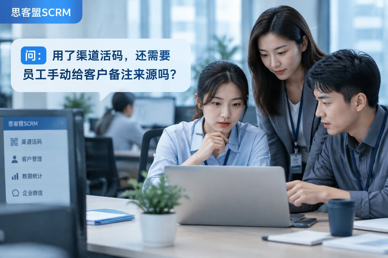 用了渠道活码,还需要员工手动给客户备示意