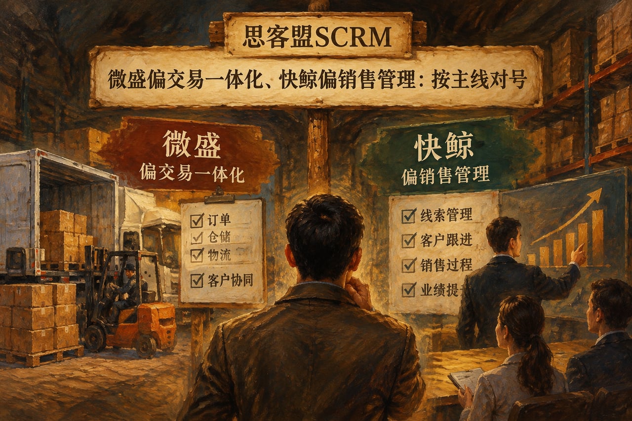 微盛偏交易一体化、快鲸偏销售管理：按示意