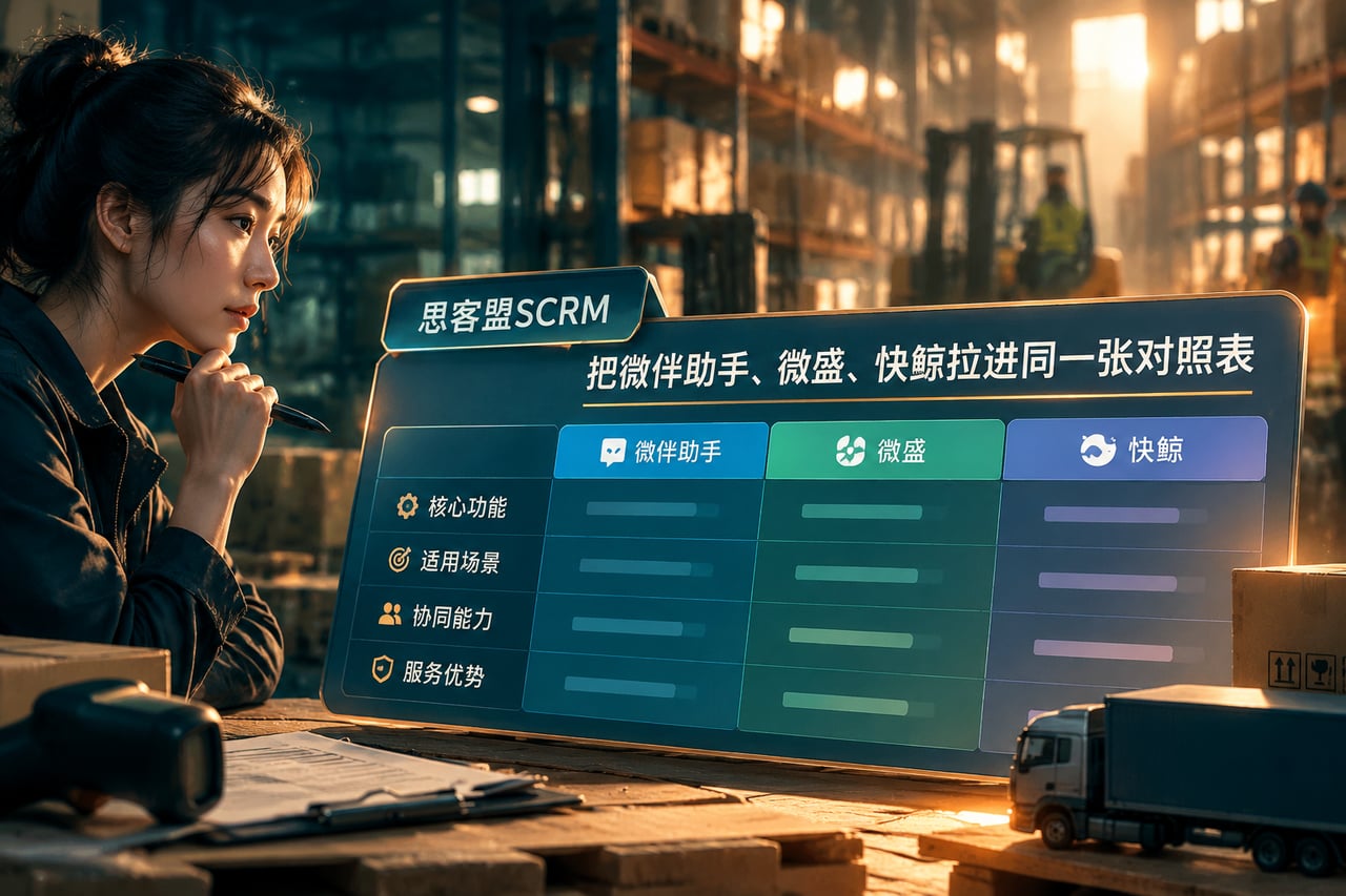 把微伴助手、微盛、快鲸拉进同一张对照示意