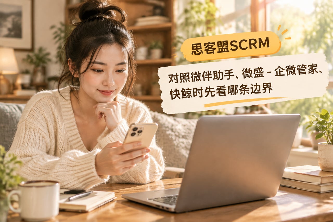 对照微伴助手、微盛- 企微管家、快鲸示意