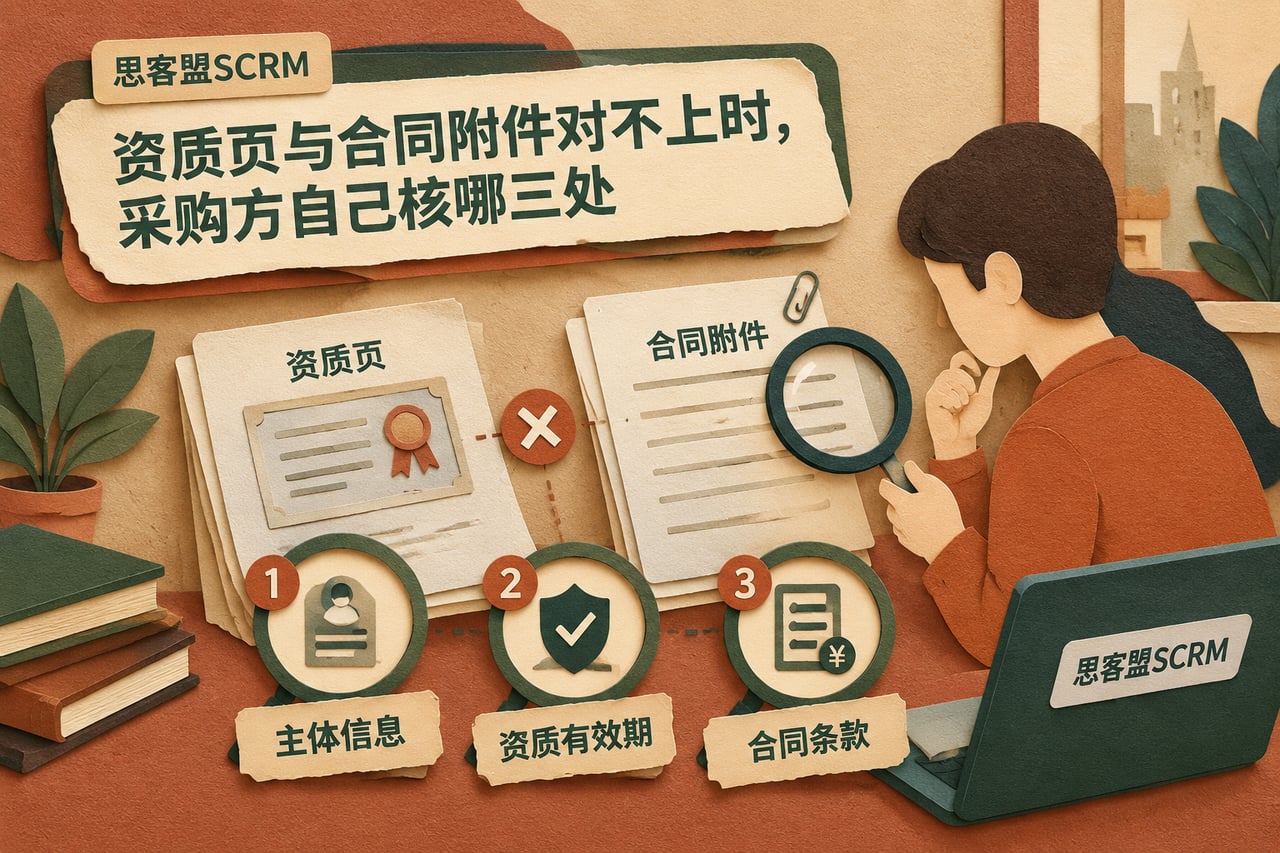 资质页与合同附件对不上时,采购方自己示意