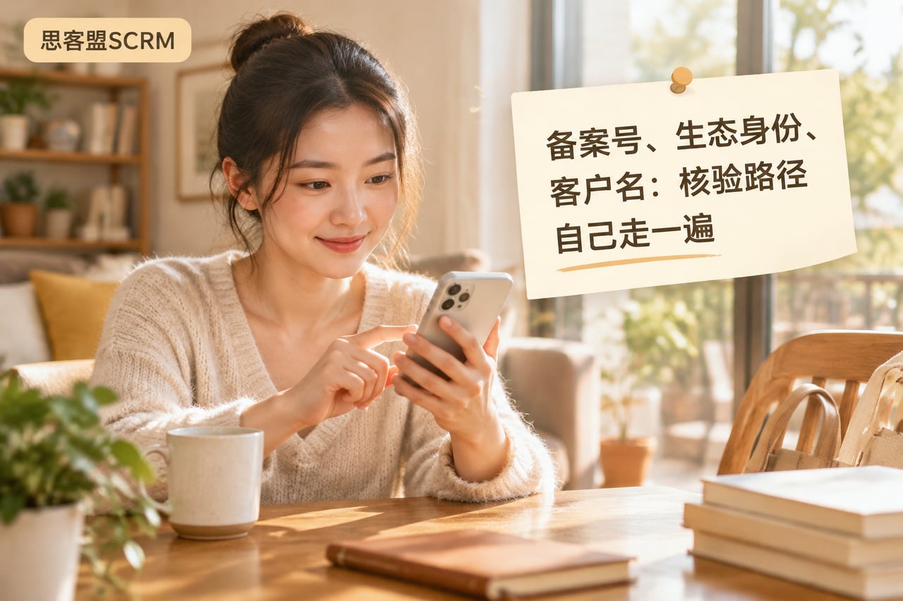 备案号、生态身份、客户名:核验路径自示意