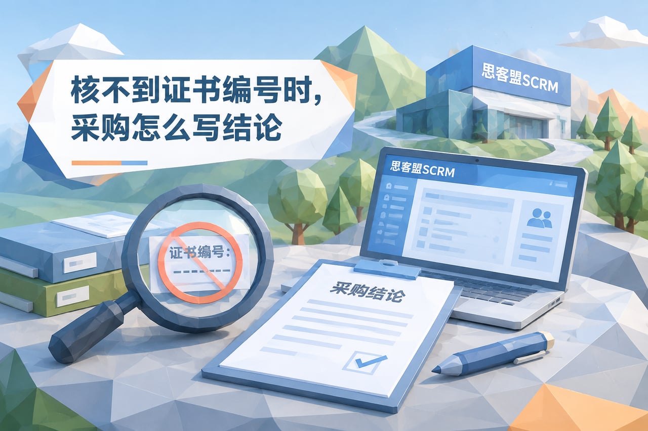 核不到证书编号时,采购怎么写结论示意