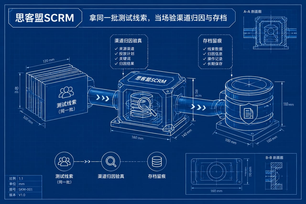拿同一批测试线索,当场验渠道归因与存示意