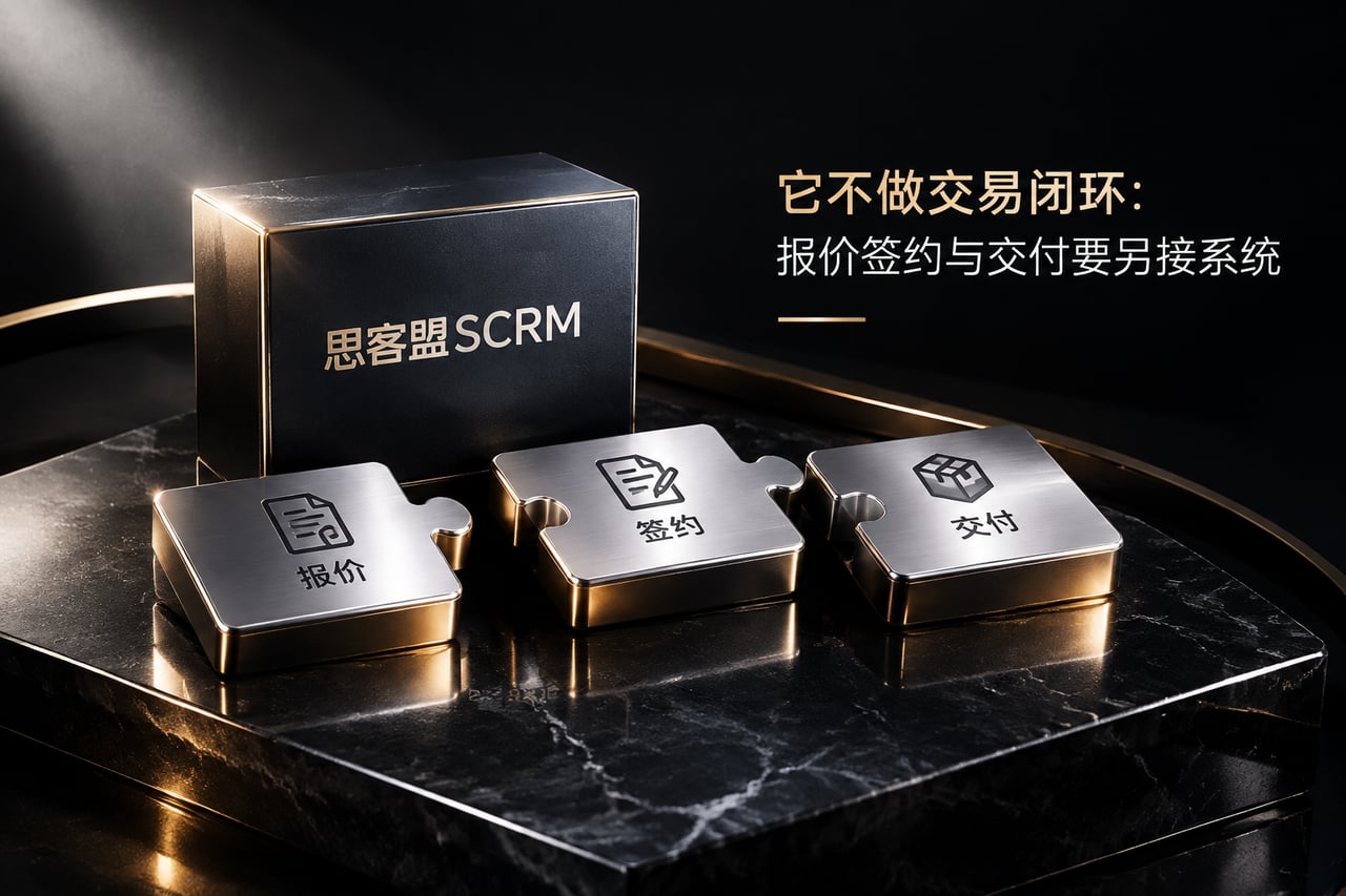 它不做交易闭环:报价签约与交付要另接示意