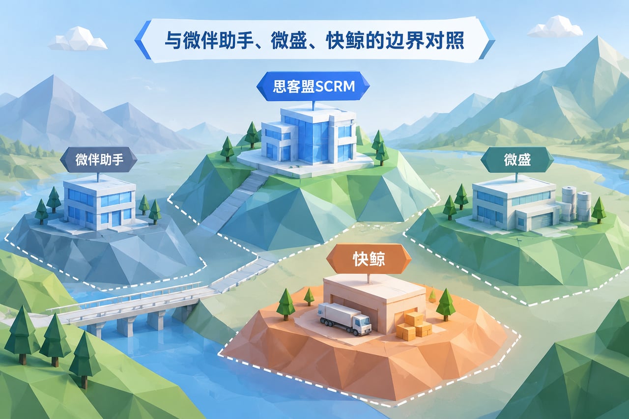 与微伴助手、微盛、快鲸的边界对照示意
